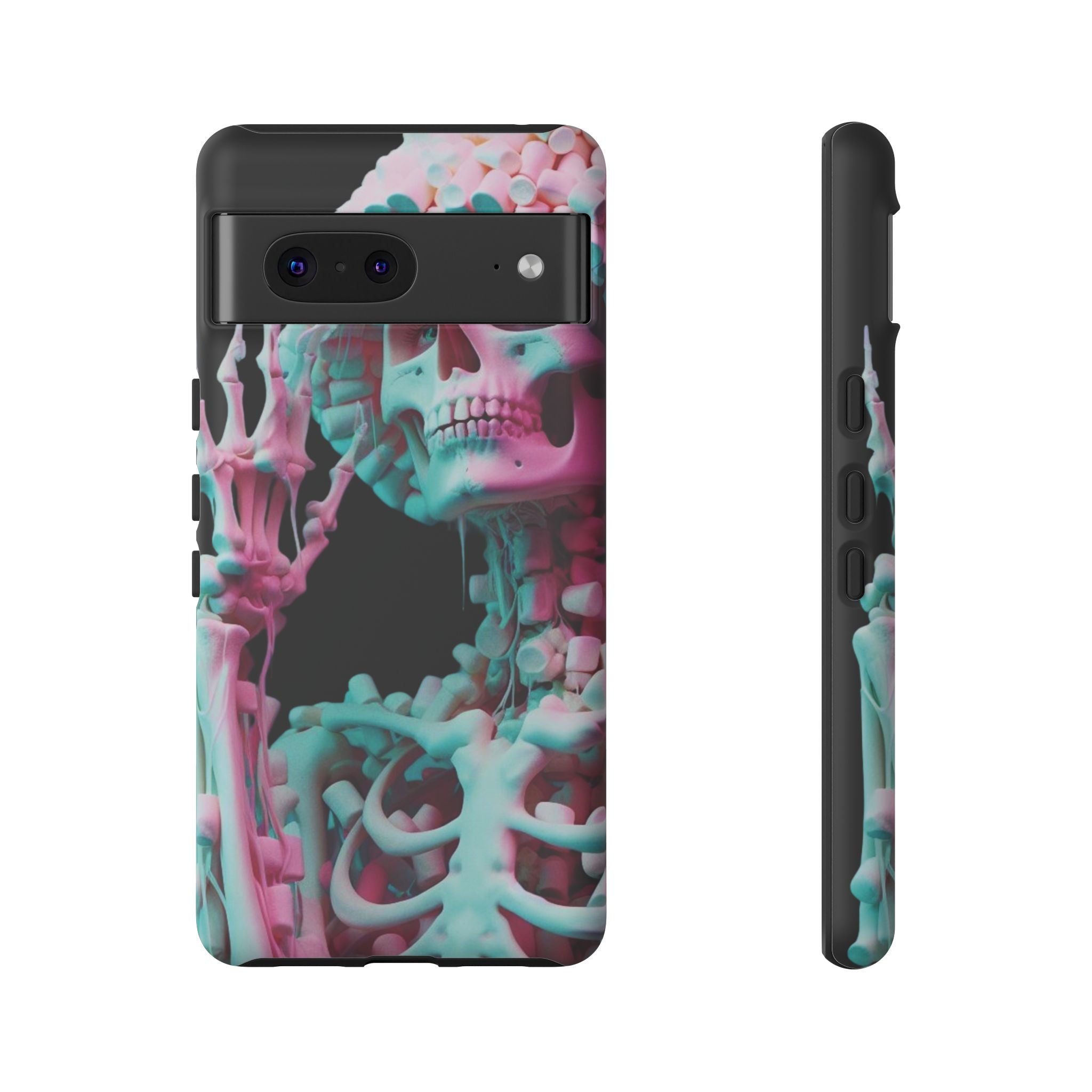 Neon Pink Skeleton (Black) Tough Phone Case for iPhone, Galaxy, or Google Pixel
