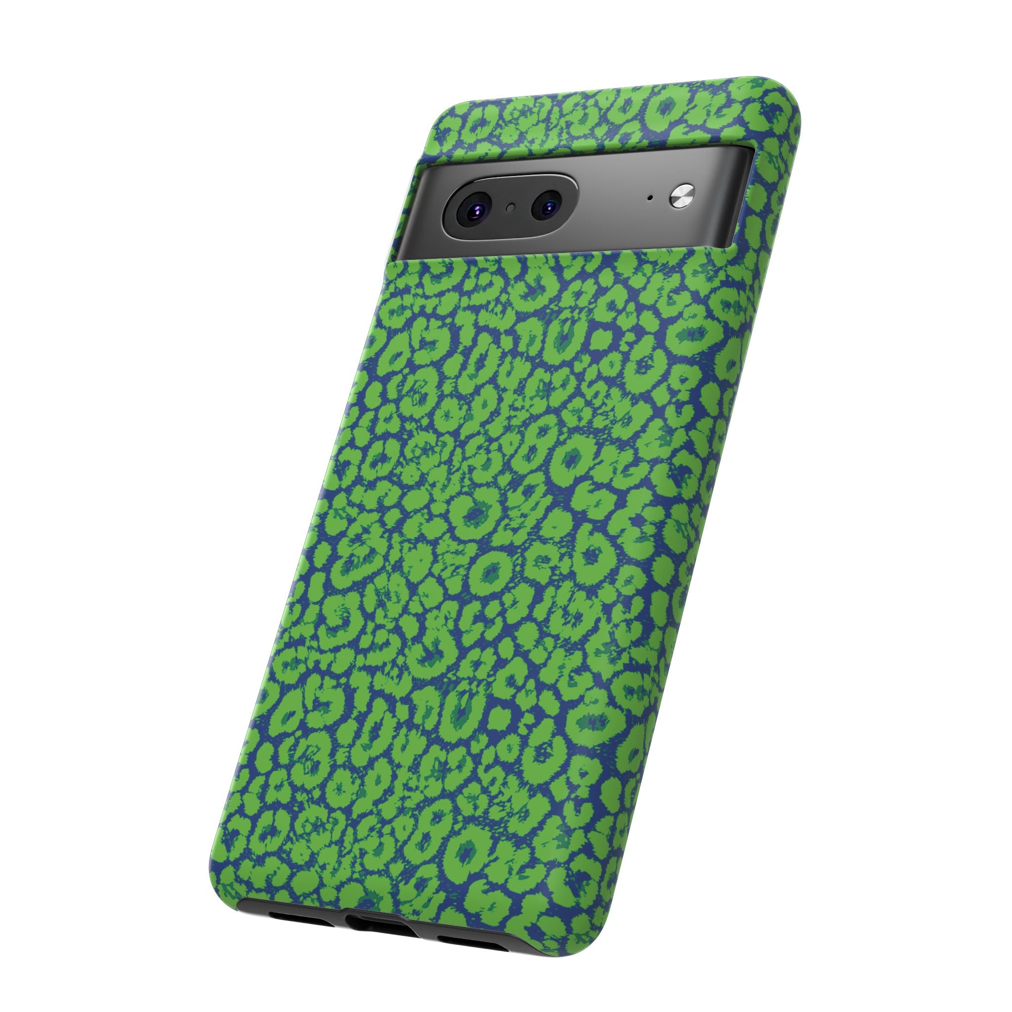 Blue Neon Green  Leopard Tough Phone Case for iPhone, Galaxy, or Google Pixel