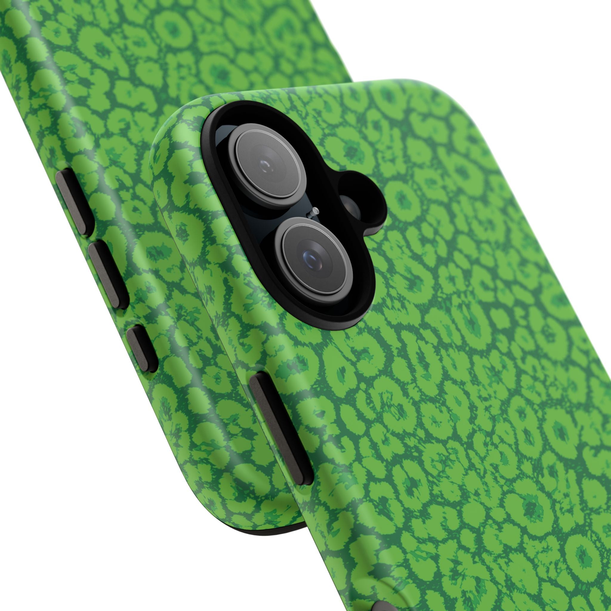 Neon Green Leopard Tough Phone Case for iPhone, Galaxy, or Google Pixel