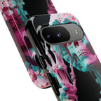 Neon Pink Skeleton (Black) Tough Phone Case for iPhone, Galaxy, or Google Pixel
