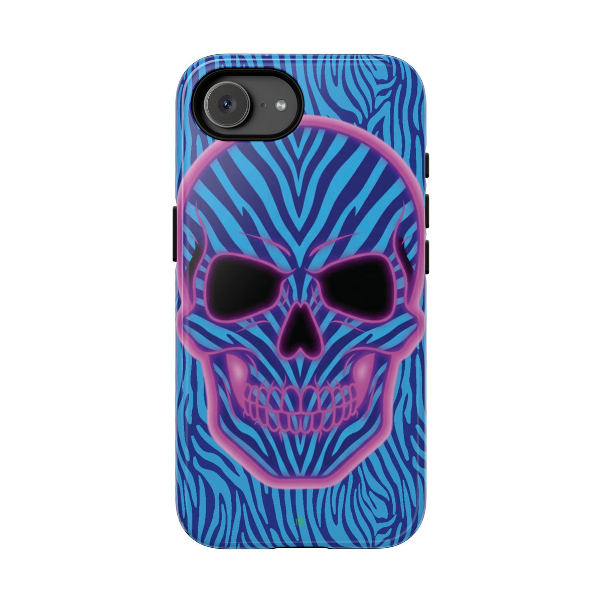 Neon Zebra Skull Tough Phone Case for iPhone, Galaxy, or Google Pixel