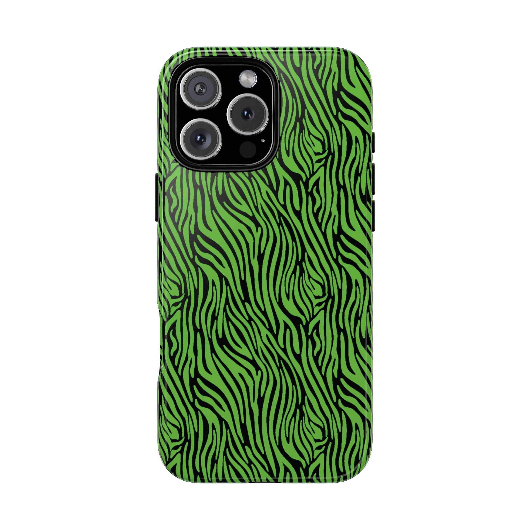 Neon Green Zebra Tough Phone Case iPhone, Galaxy, or Google Pixel