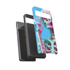 Neon Pink Skeleton Blue Tough Phone Case for iPhone, Galaxy or Google Pixel