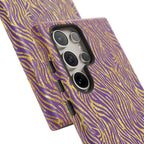 Vibrant Purple Gold Zebra Tough Phone Case iPhone, Galaxy, or Google Pixel