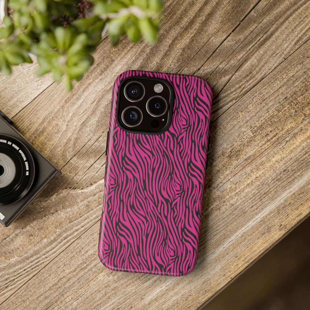 Pink Zebra Tough Phone Case for iPhone, Galaxy, or Google Pixel