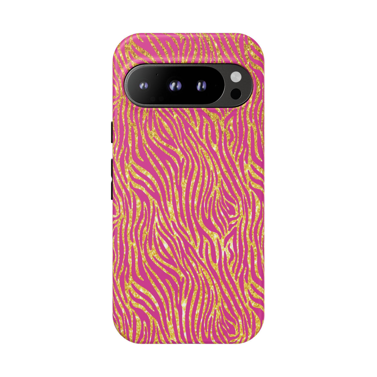 Pink Gold Zebra Print Tough Case for iPhone, Galaxy, or Google Pixel
