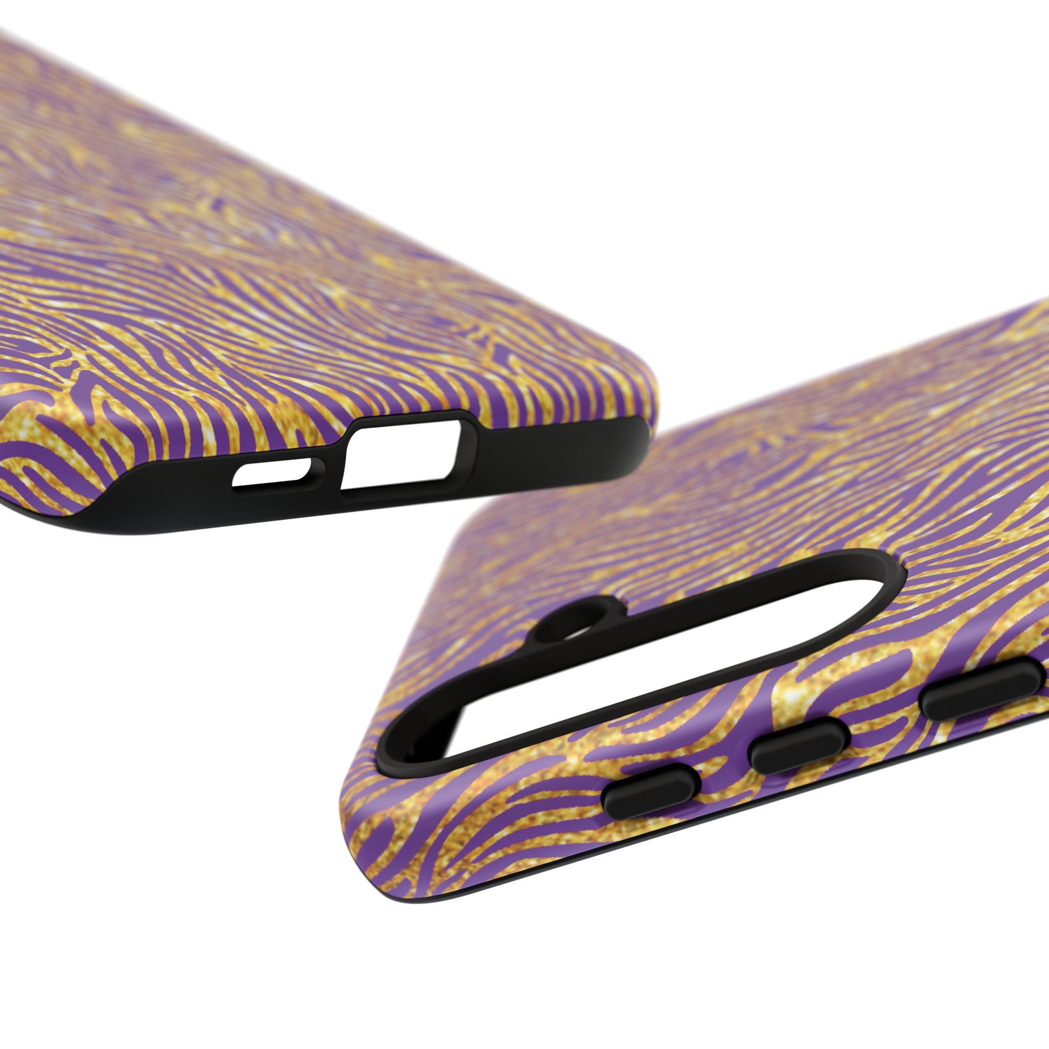 Vibrant Purple Gold Zebra Tough Phone Case iPhone, Galaxy, or Google Pixel