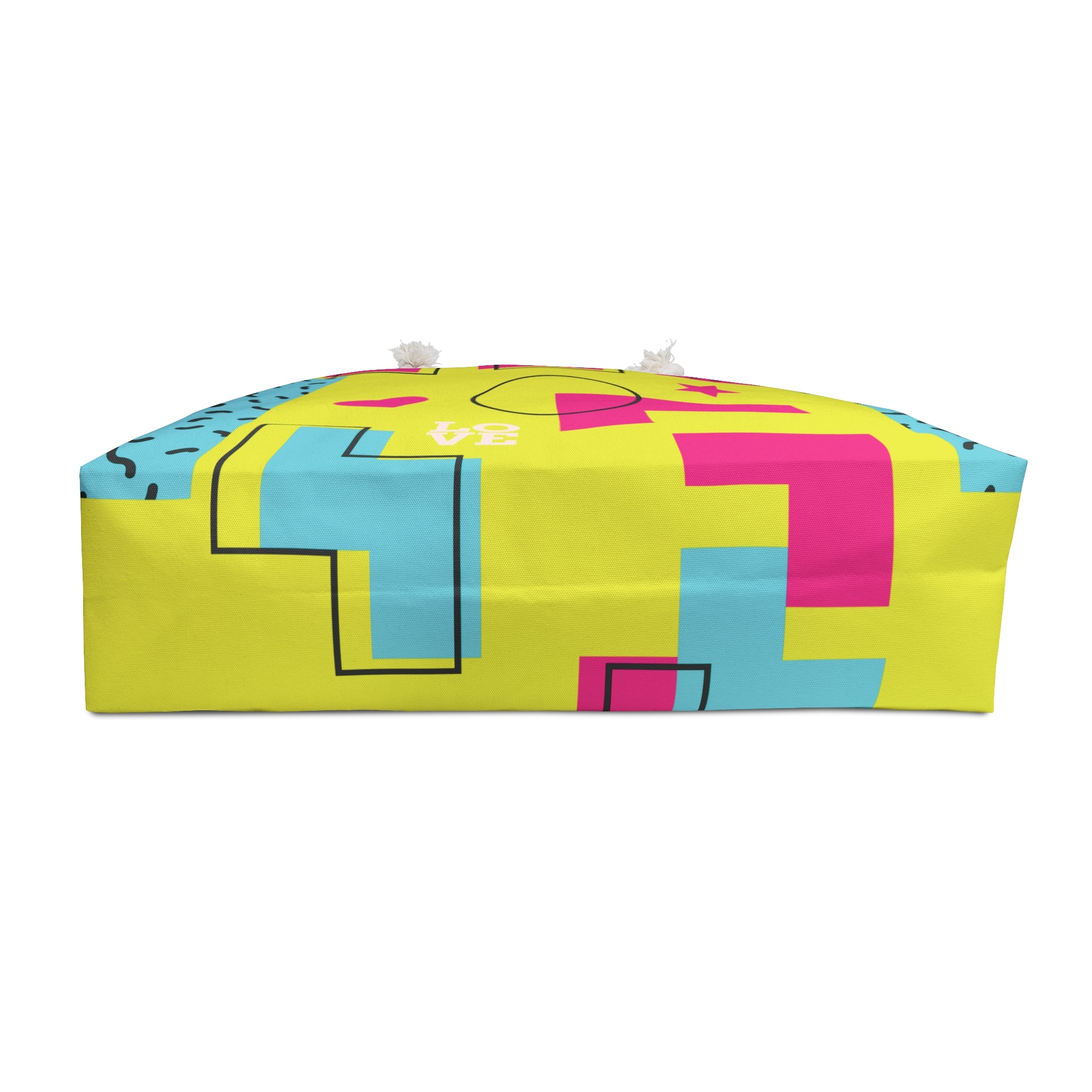 LOVE Retro Blocks Neon Y Eco-Friendly Weekender Bag, Travel Tote, Beach Bag