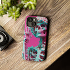Neon Pink Skeleton Tough Phone Case for iPhone, Galaxy and Google Pixel