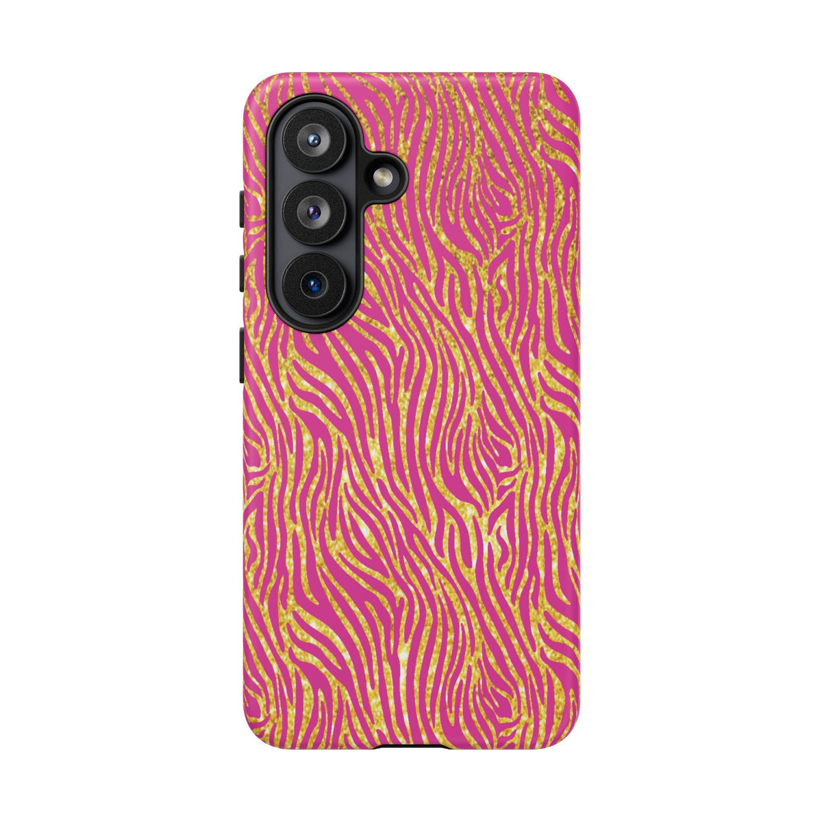 Pink Gold Zebra Print Tough Case for iPhone, Galaxy, or Google Pixel