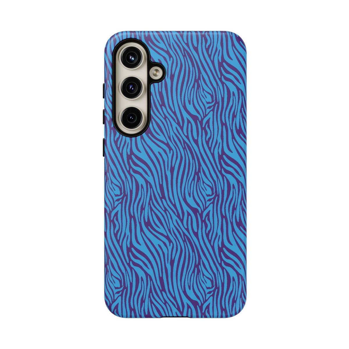 Zebra Print Blue and Purple Tough Case for iPhone, Galaxy or Google Pixel