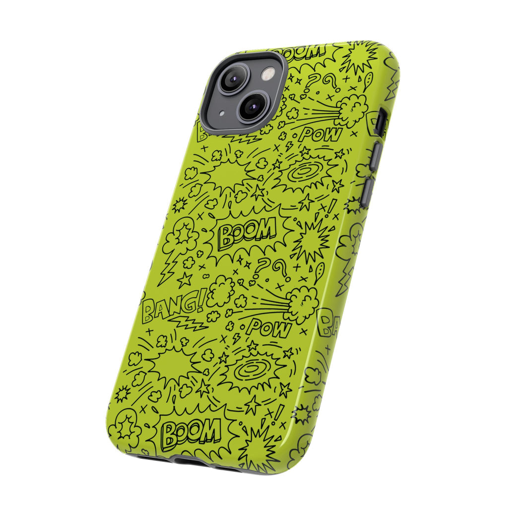 Neon Lime Wow Tough Case for iPhone, Galaxy, or Google Pixel