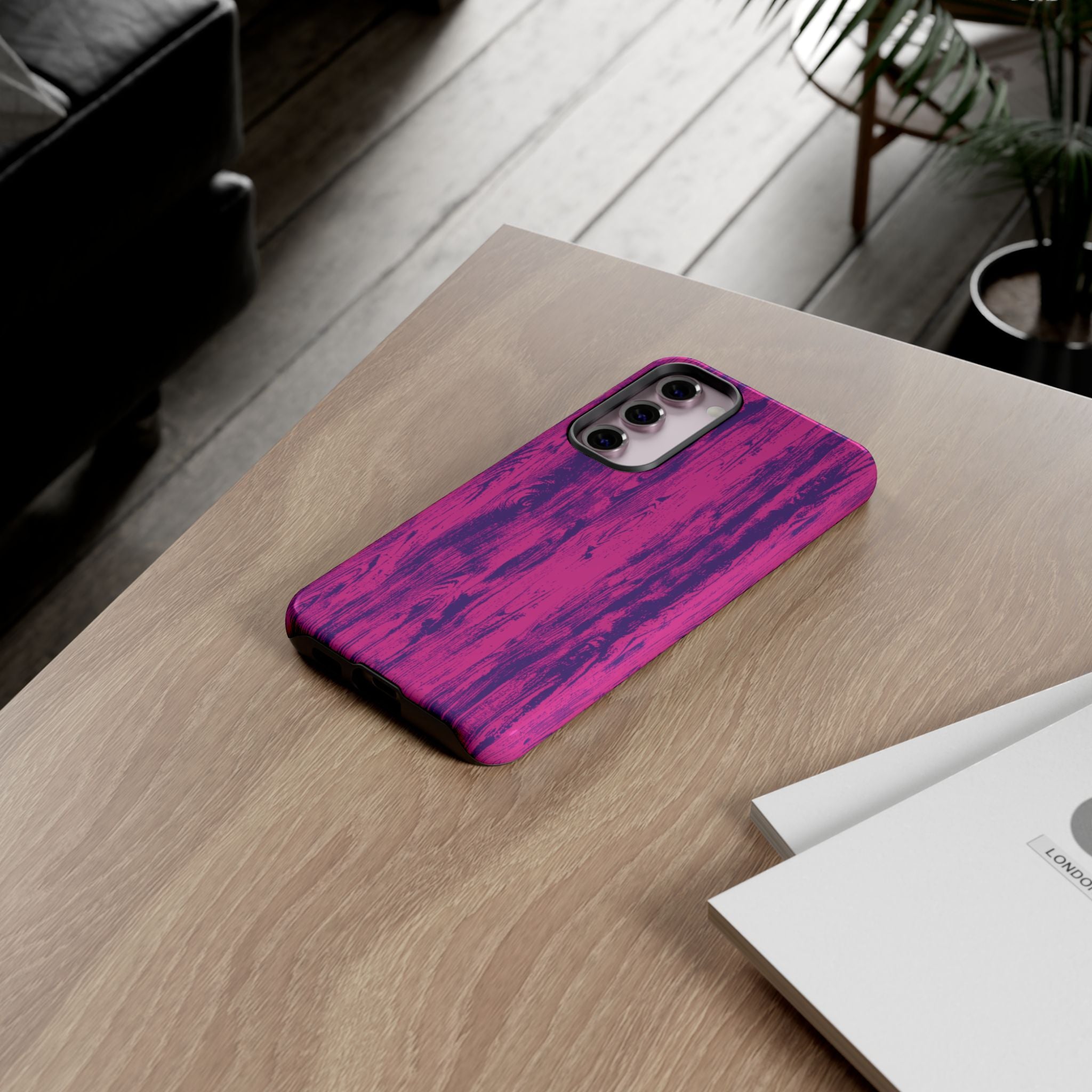 Pink Purple Wood Tough Phone Case iPhone, Galaxy, or Google Pixel