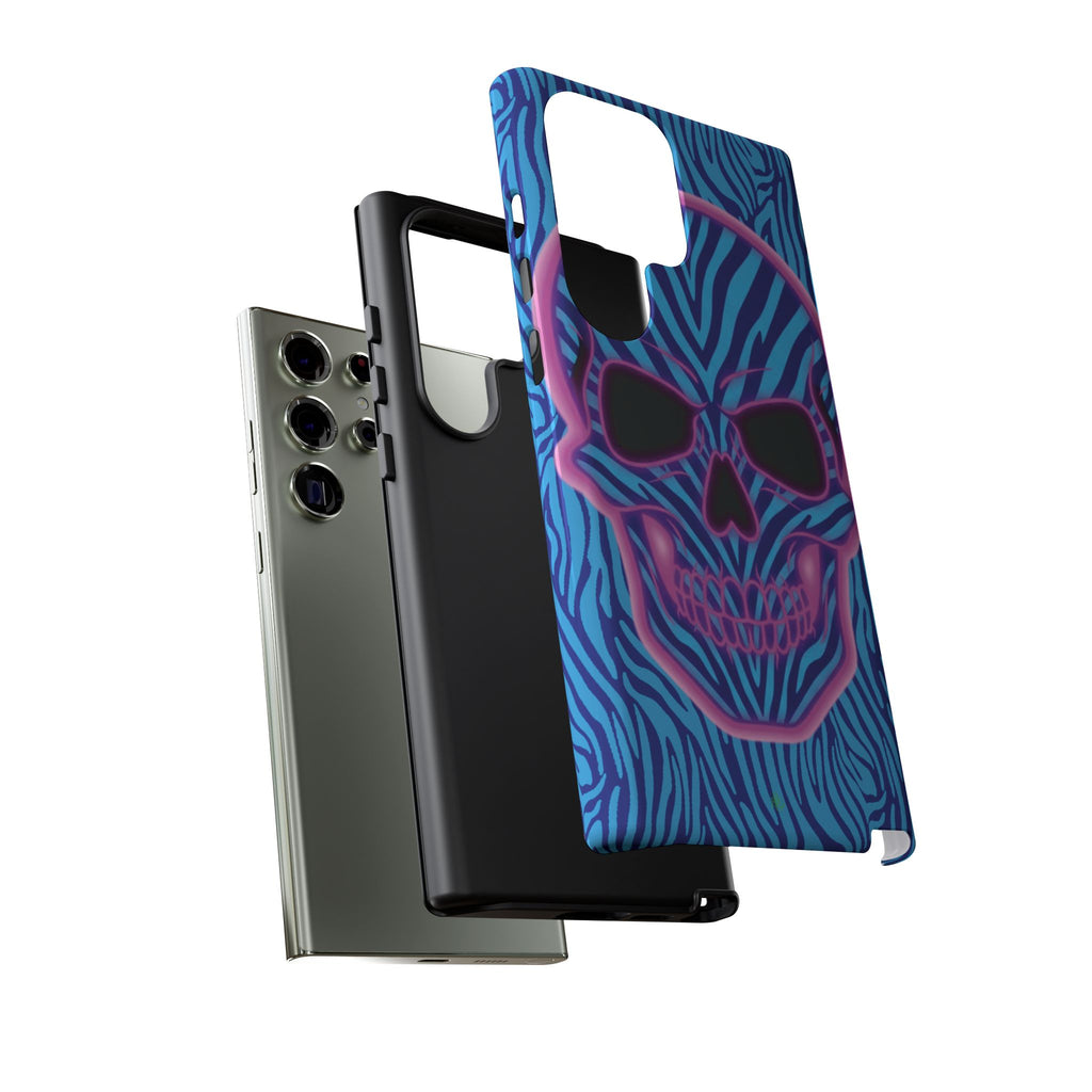 Neon Zebra Skull Tough Phone Case for iPhone, Galaxy, or Google Pixel