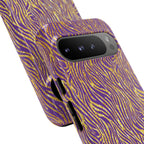 Vibrant Purple Gold Zebra Tough Phone Case iPhone, Galaxy, or Google Pixel