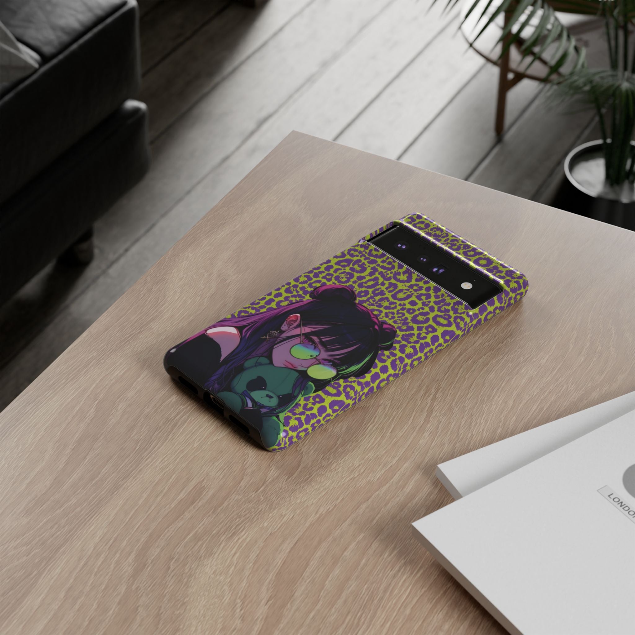 Purple Neon Lime Leopard Kz Tough Case for iPhone, Galaxy, or Google Pixel