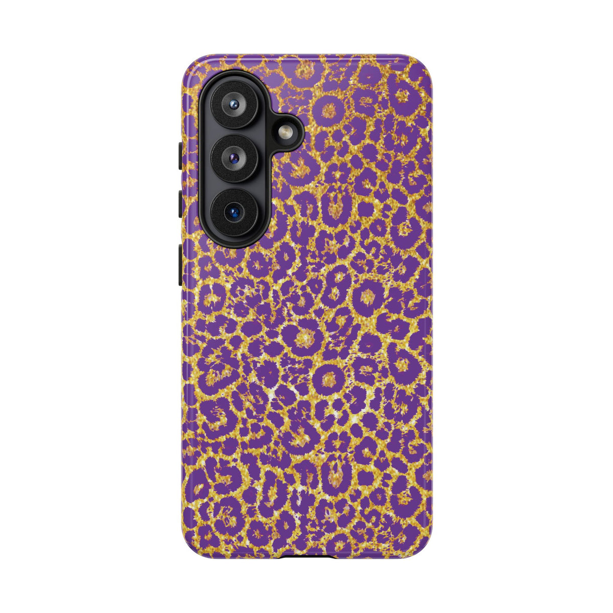 Purple Gold Leopard Tough Phone Case for iPhone, Galaxy, or Google Pixel