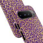 Purple Gold Leopard Tough Phone Case for iPhone, Galaxy, or Google Pixel