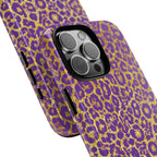 Purple Gold Leopard Tough Phone Case for iPhone, Galaxy, or Google Pixel