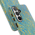 Blue Gold Zebra Tough Case for iPhone, Galaxy, or Google Pixel