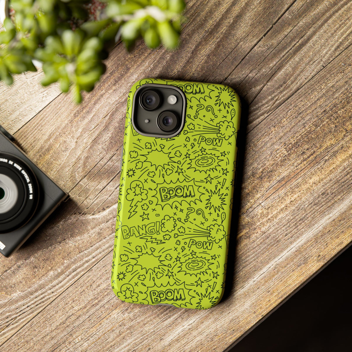 Neon Lime Wow Tough Case for iPhone, Galaxy, or Google Pixel