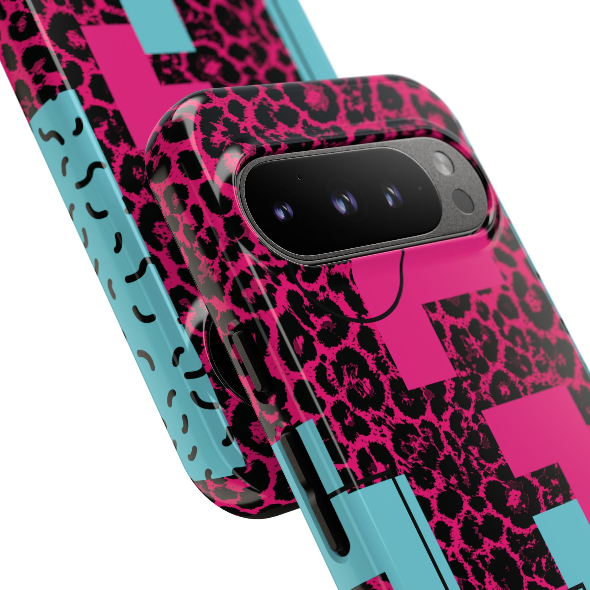 Pink Love Retro Blocks Leopard RG Tough Phone Case for iPhone, Galaxy, or Google Pixel