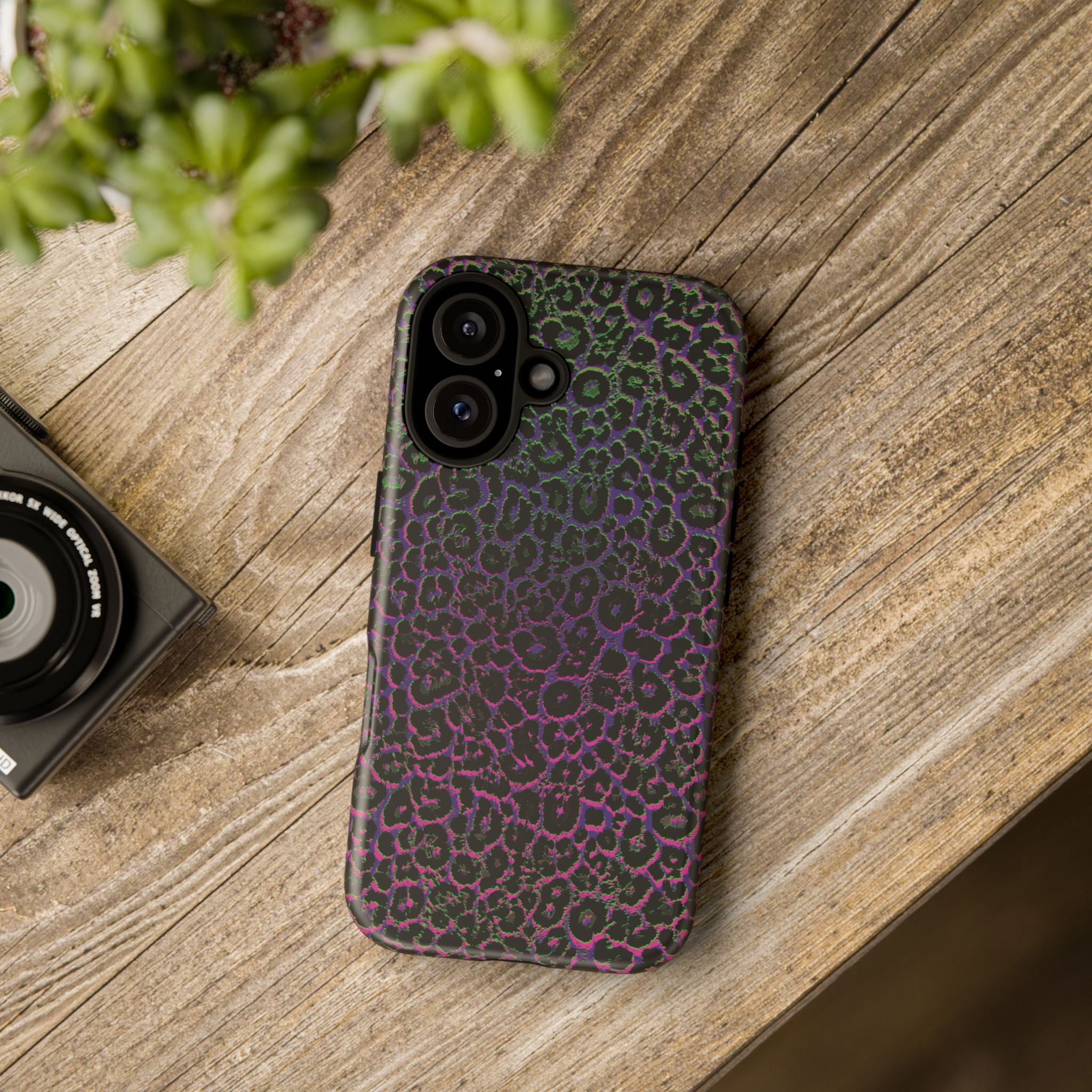 Colorful Leopard Tough Phone Case for iPhone, Galaxy, or Google Pixel