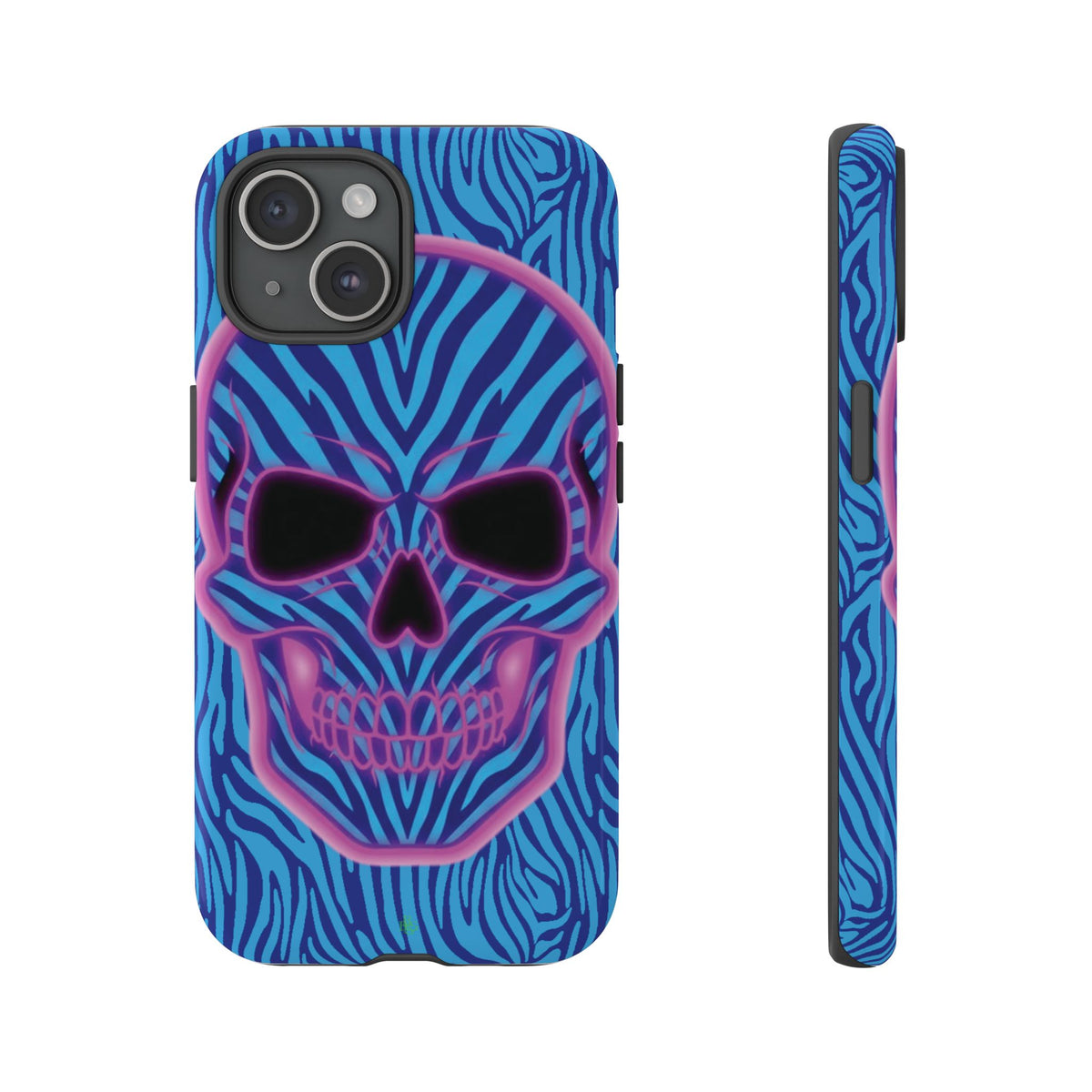 Neon Zebra Skull Tough Phone Case for iPhone, Galaxy, or Google Pixel