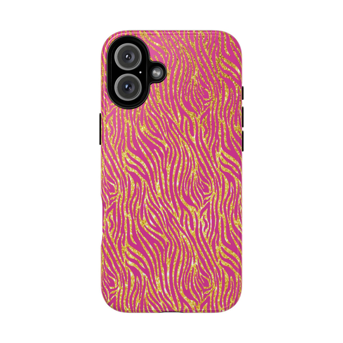 Pink Gold Zebra Print Tough Case for iPhone, Galaxy, or Google Pixel