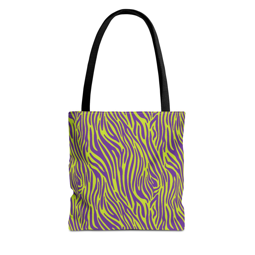 Purple Neon Lime Zebra Tote Bags