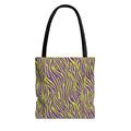 Purple Neon Lime Zebra Tote Bags