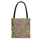 Purple Neon Lime Zebra Tote Bags