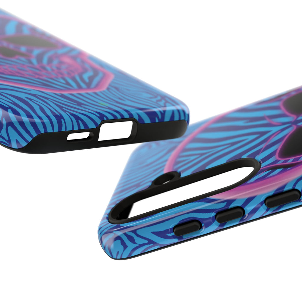 Neon Zebra Skull Tough Phone Case for iPhone, Galaxy, or Google Pixel
