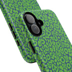 Blue Neon Green  Leopard Tough Phone Case for iPhone, Galaxy, or Google Pixel
