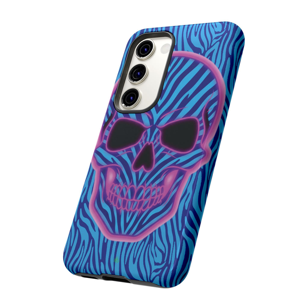 Neon Zebra Skull Tough Phone Case for iPhone, Galaxy, or Google Pixel