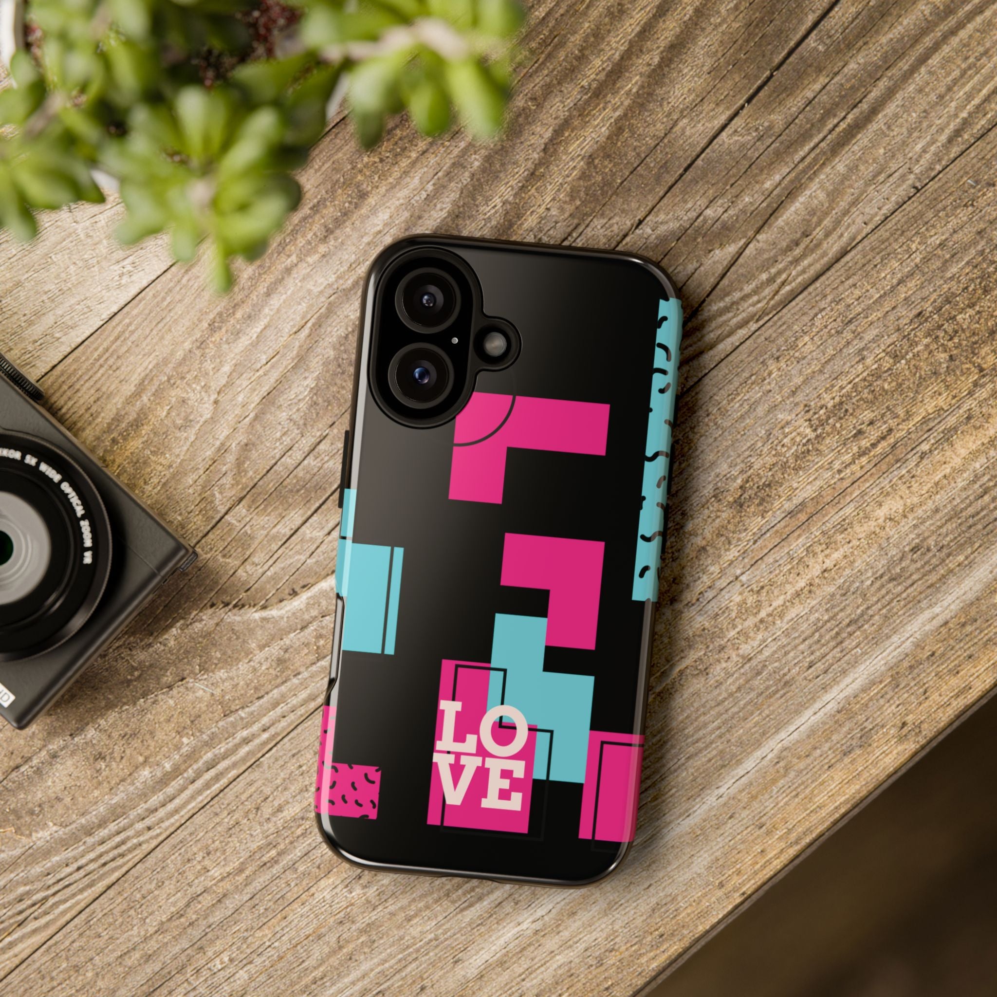 Retro Blocks LOVE Tough Case for iPhone, Galaxy or Google Pixel
