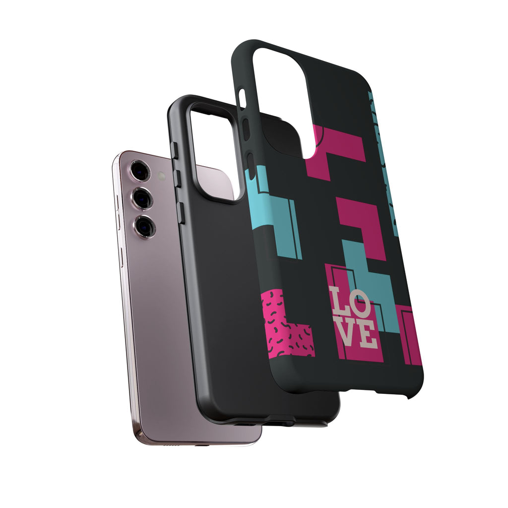 Retro Blocks LOVE Tough Case for iPhone, Galaxy or Google Pixel