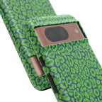 Blue Neon Green  Leopard Tough Phone Case for iPhone, Galaxy, or Google Pixel