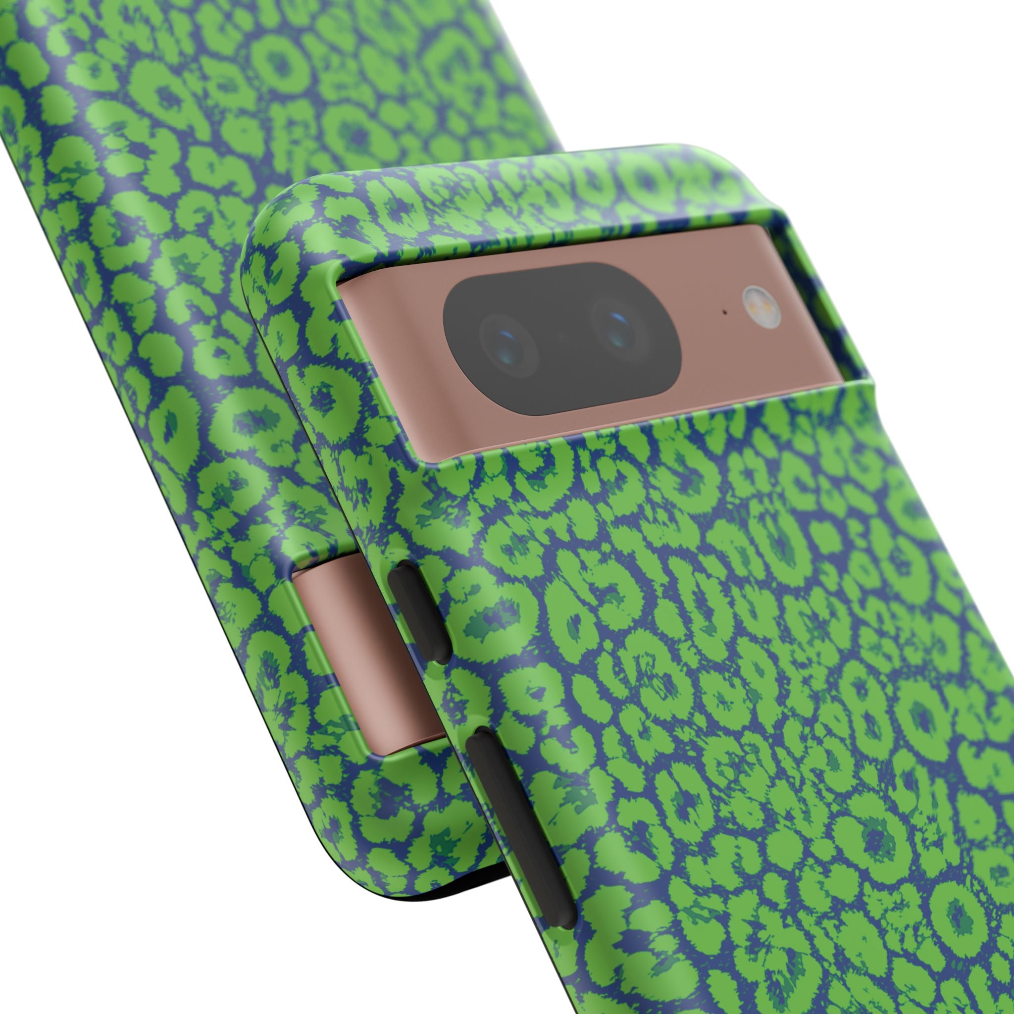 Blue Neon Green  Leopard Tough Phone Case for iPhone, Galaxy, or Google Pixel