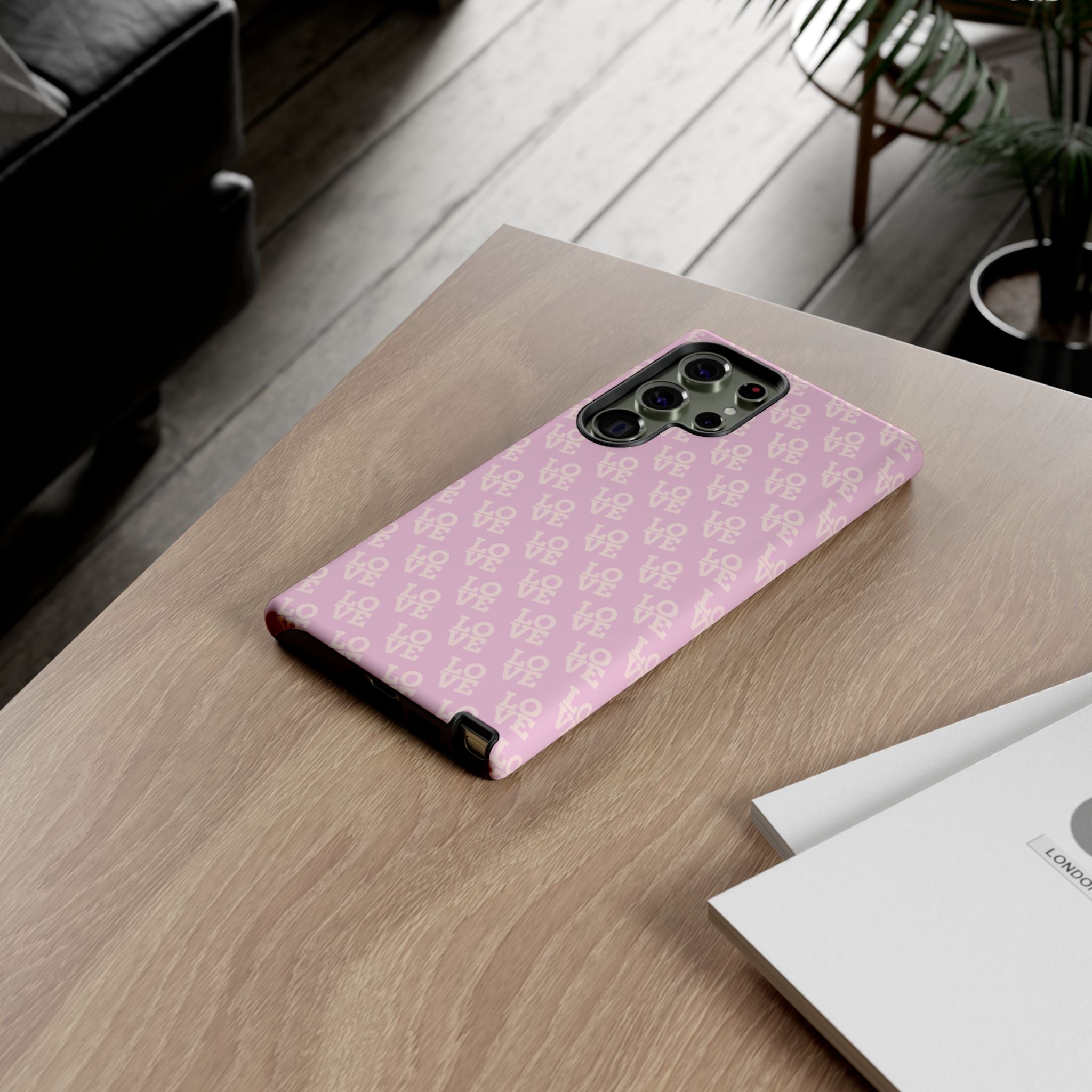 LOVE Pink Tough Phone Case for iPhone, Galaxy, or Google Pixel