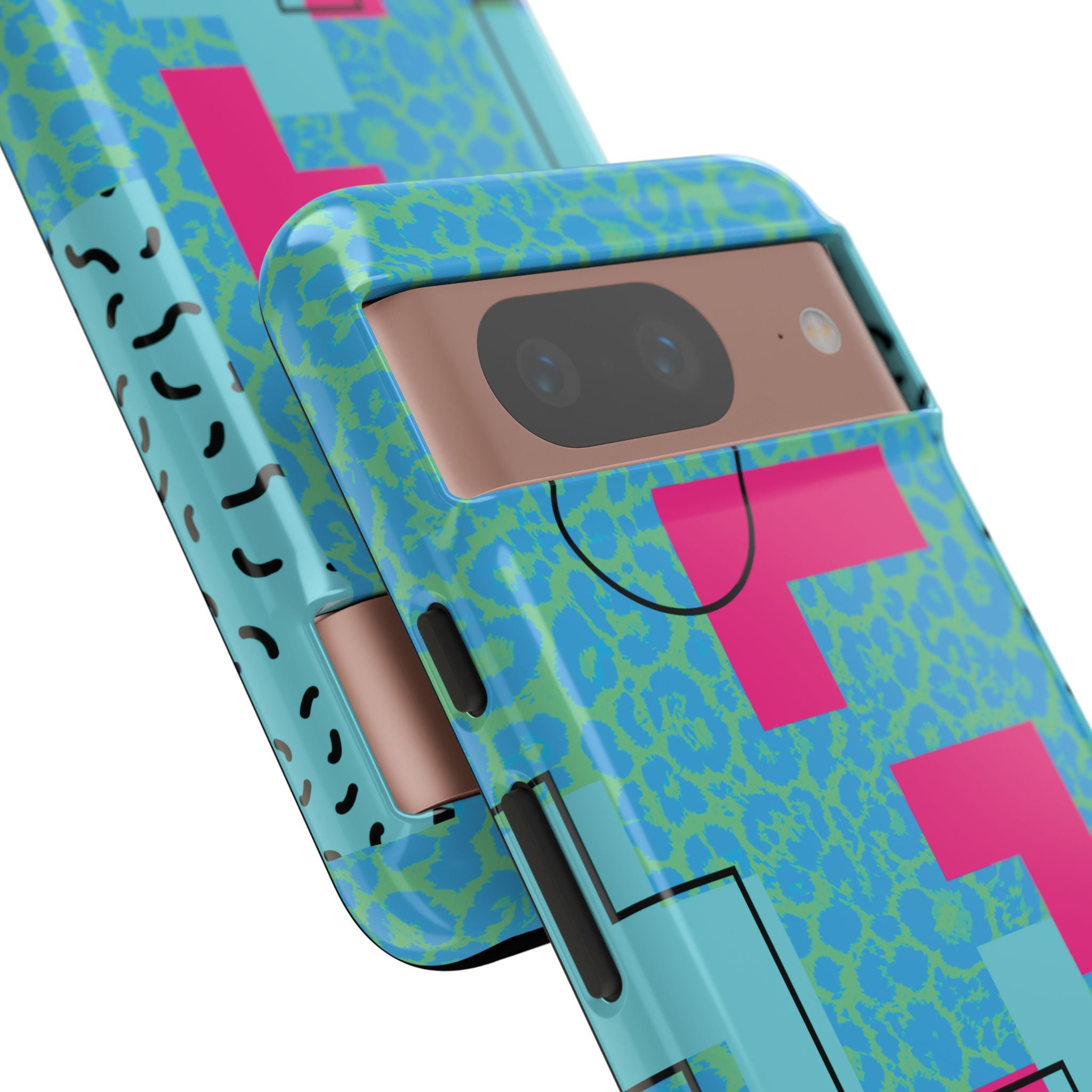 LOVE Aqua Blue Leopard RG Tough Phone Case iPhone, Galaxy, or Google Pixel