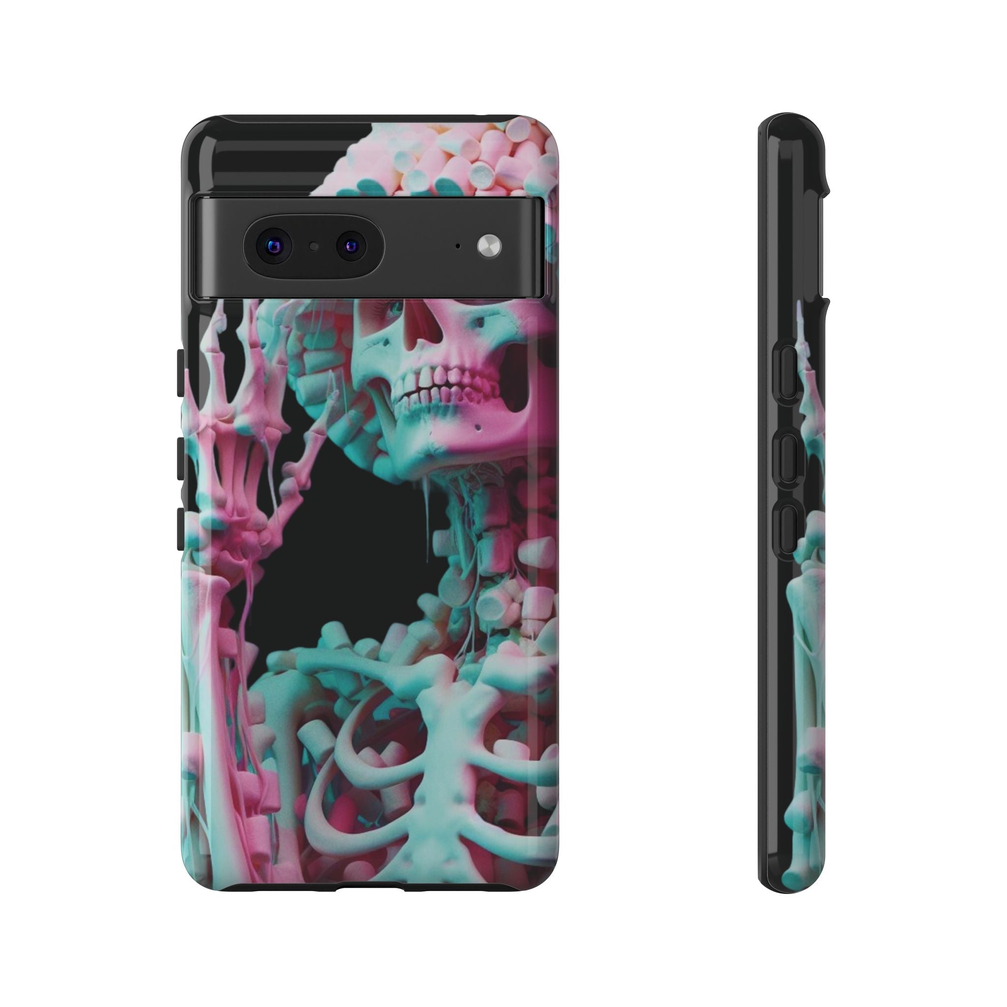 Neon Pink Skeleton (Black) Tough Phone Case for iPhone, Galaxy, or Google Pixel