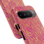 Pink Gold Zebra Print Tough Case for iPhone, Galaxy, or Google Pixel