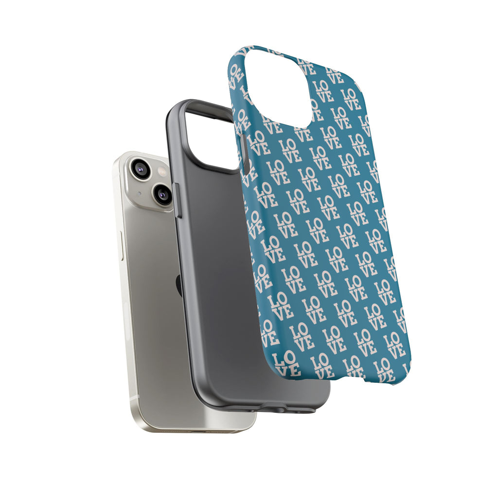 LOVE Teal Green Tough Phone Case iPhone, Galaxy, or Google Pixel