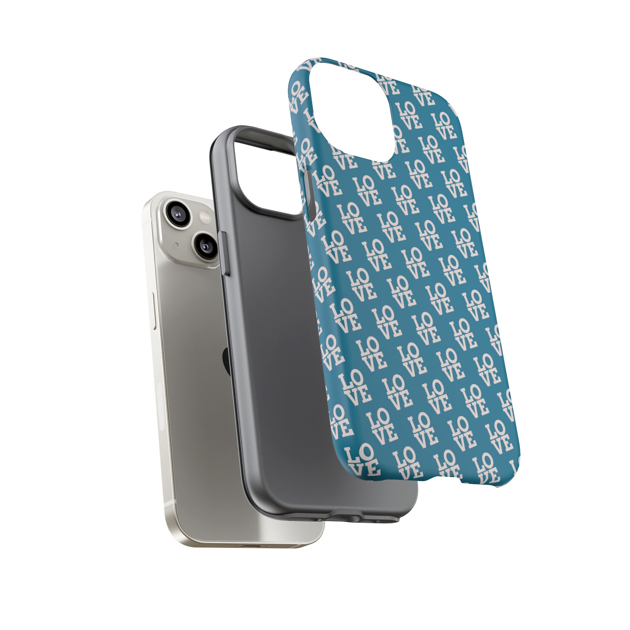LOVE Teal Green Tough Phone Case iPhone, Galaxy, or Google Pixel