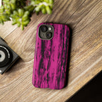 Hot Pink wood print Design Tough Phone Case for iPhone, Galaxy, or Google Pixel