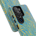 Blue Gold Zebra Tough Case for iPhone, Galaxy, or Google Pixel