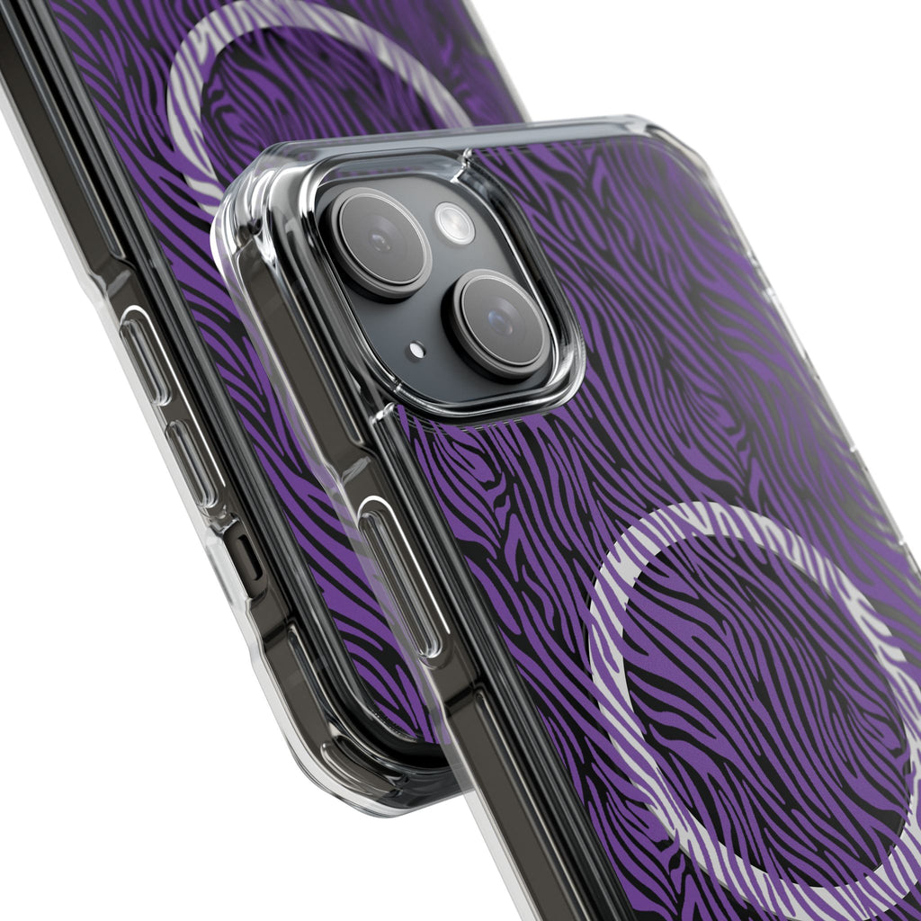 Purple Zebra Magnetic iPhone 14, 15, 16 Series Clear Impact Cases
