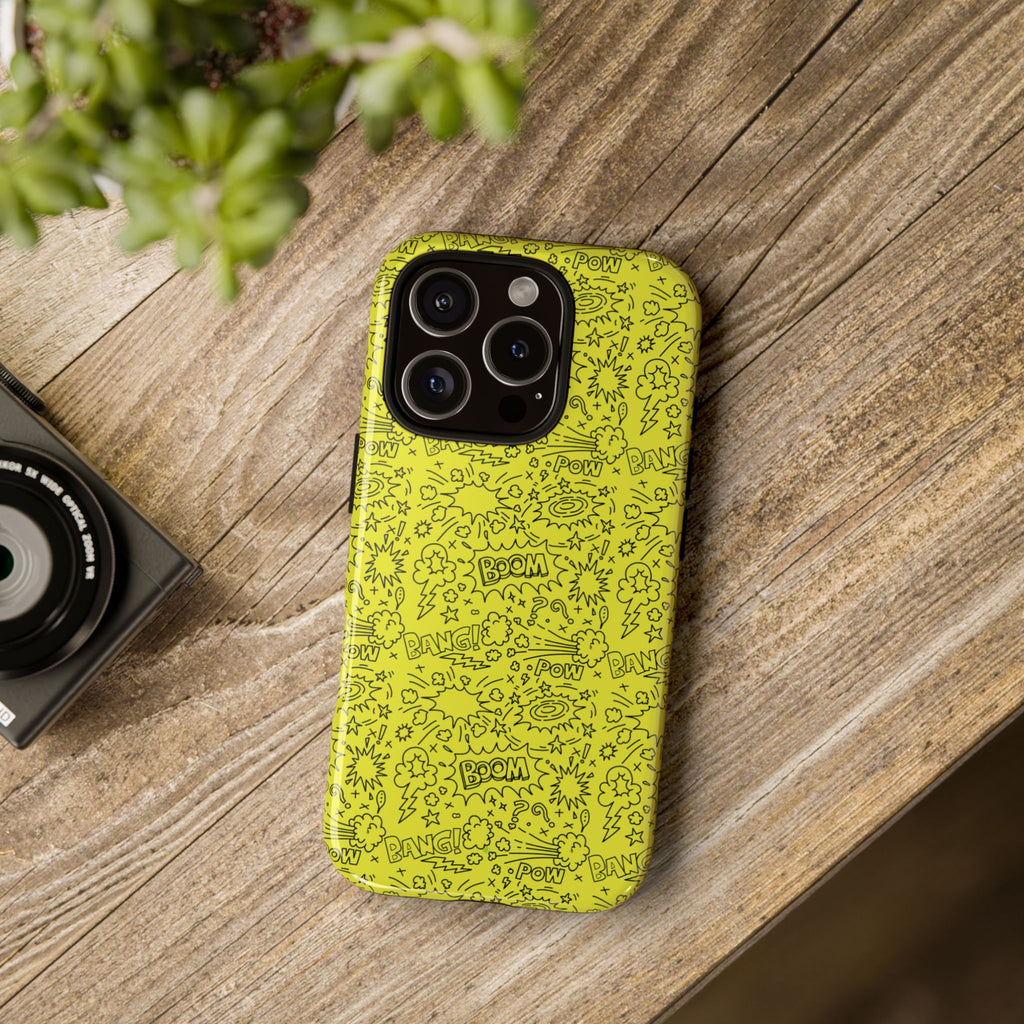 Neon Yellow Wow RG Tough Phone Case for iPhone, Galaxy, or Google Pixel