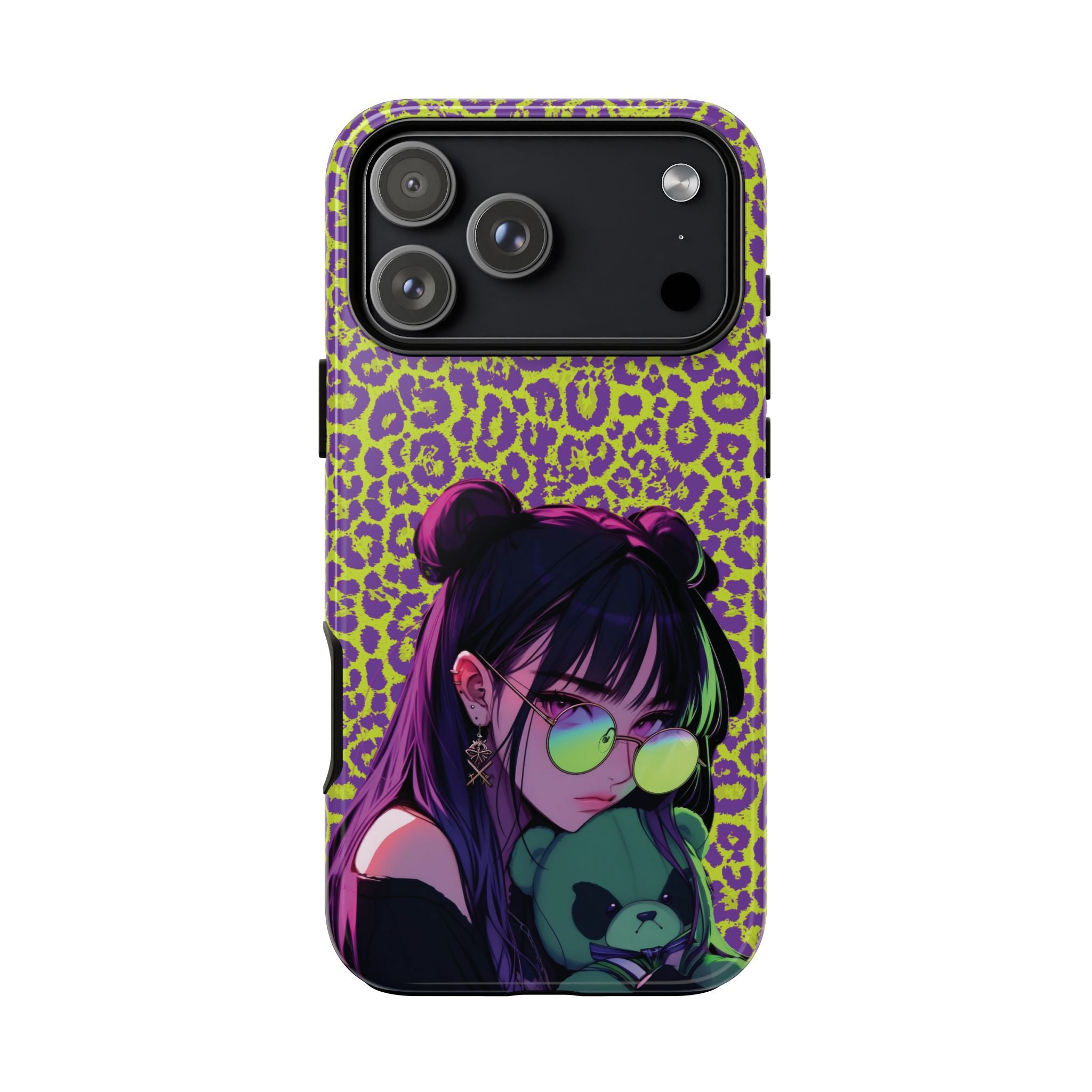 Purple Neon Lime Leopard Kz Tough Case for iPhone, Galaxy, or Google Pixel